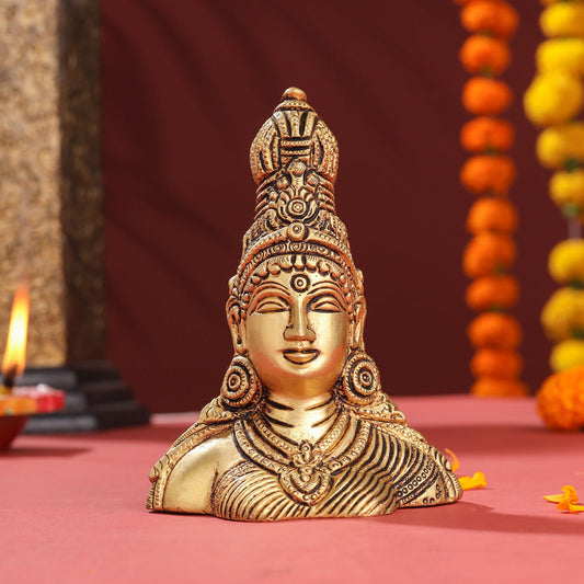 Brass Parvati Bust Idol (5 Inch)