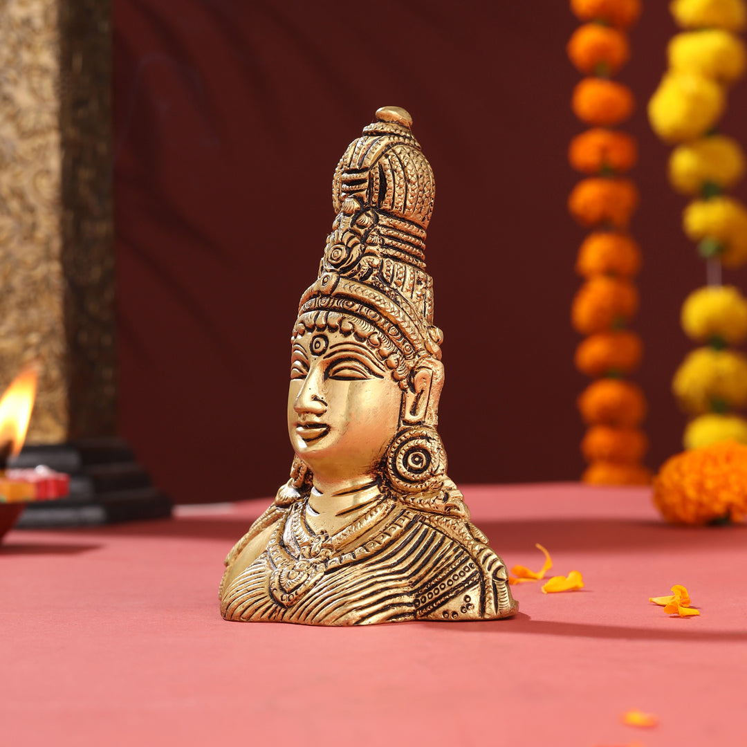 Brass Parvati Bust Idol (5 Inch)