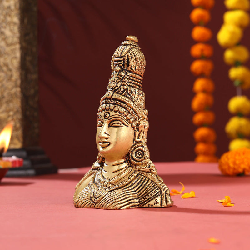 Brass Parvati Bust Idol (5 Inch)