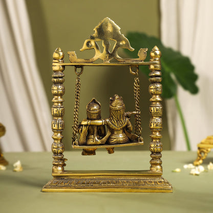 Brass Radha Krishna On Swing/Jhula (6 Inch)