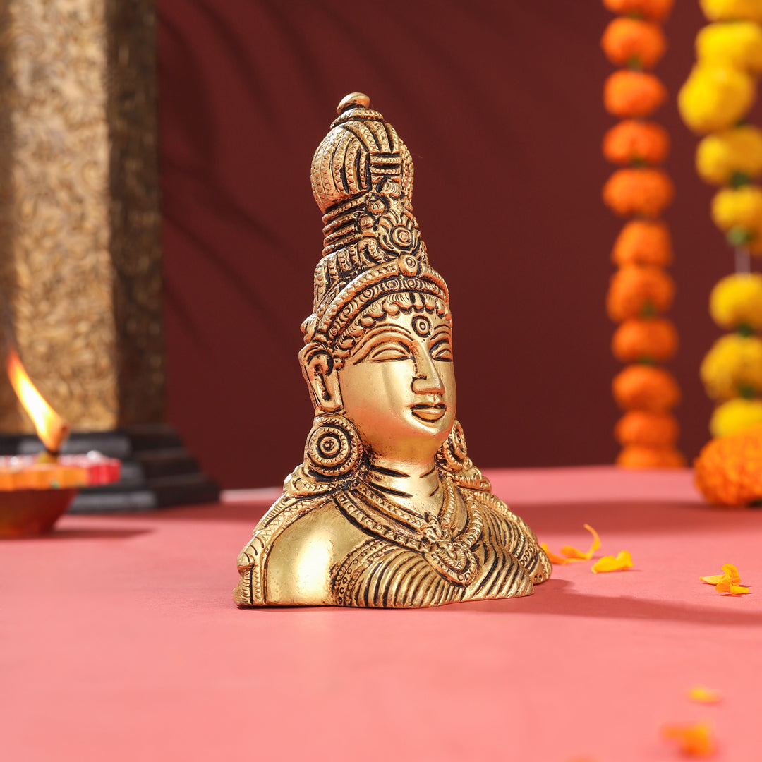 Brass Parvati Bust Idol (5 Inch)