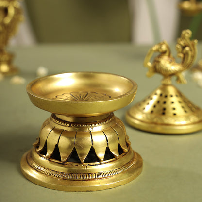Brass Peacock Dhoop Dani & Incense Holder (6.5 Inch)