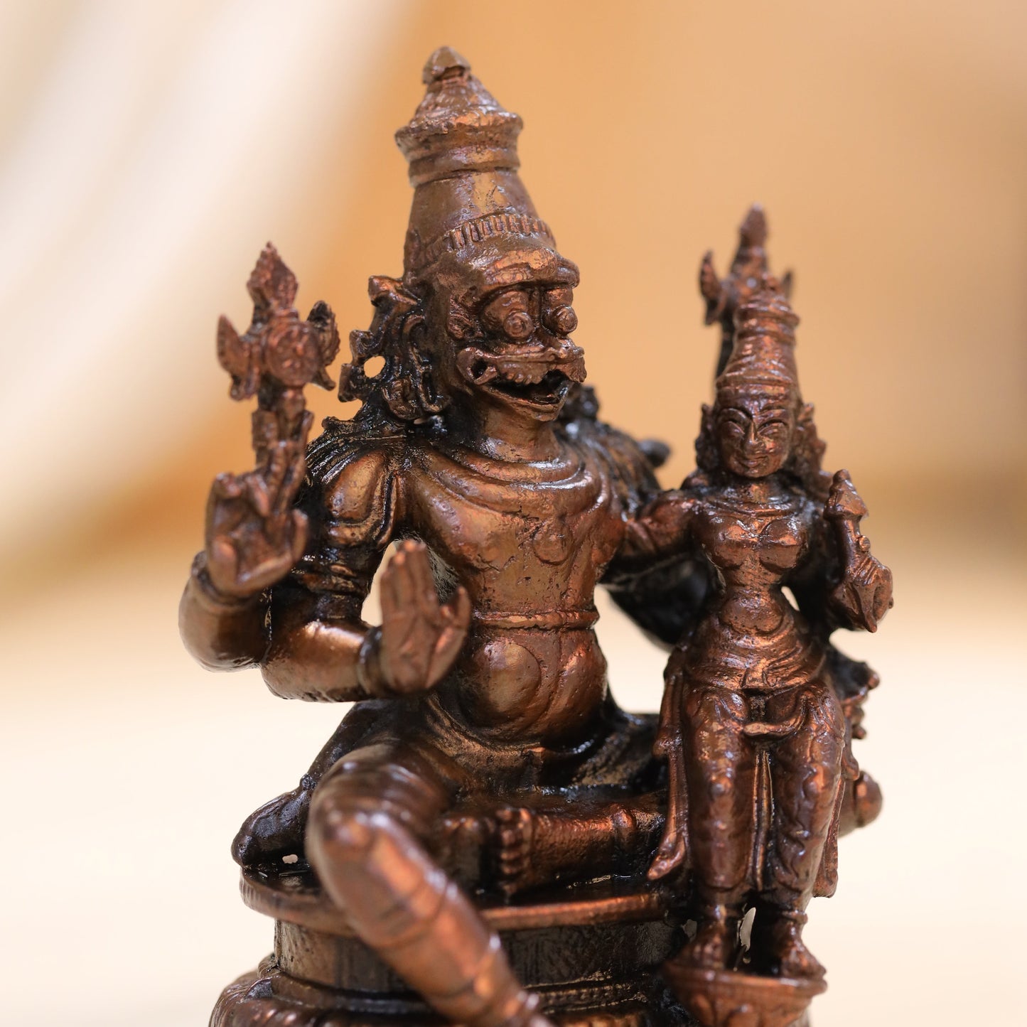 Copper Lakshmi Narasimha Idol (4 Inch)