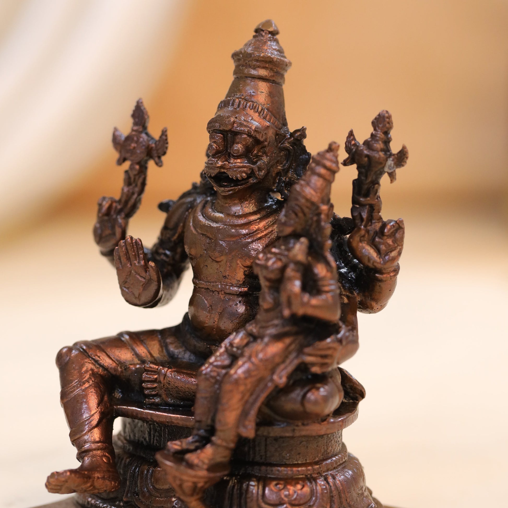 Copper Lakshmi Narasimha Idol (4 Inch)
