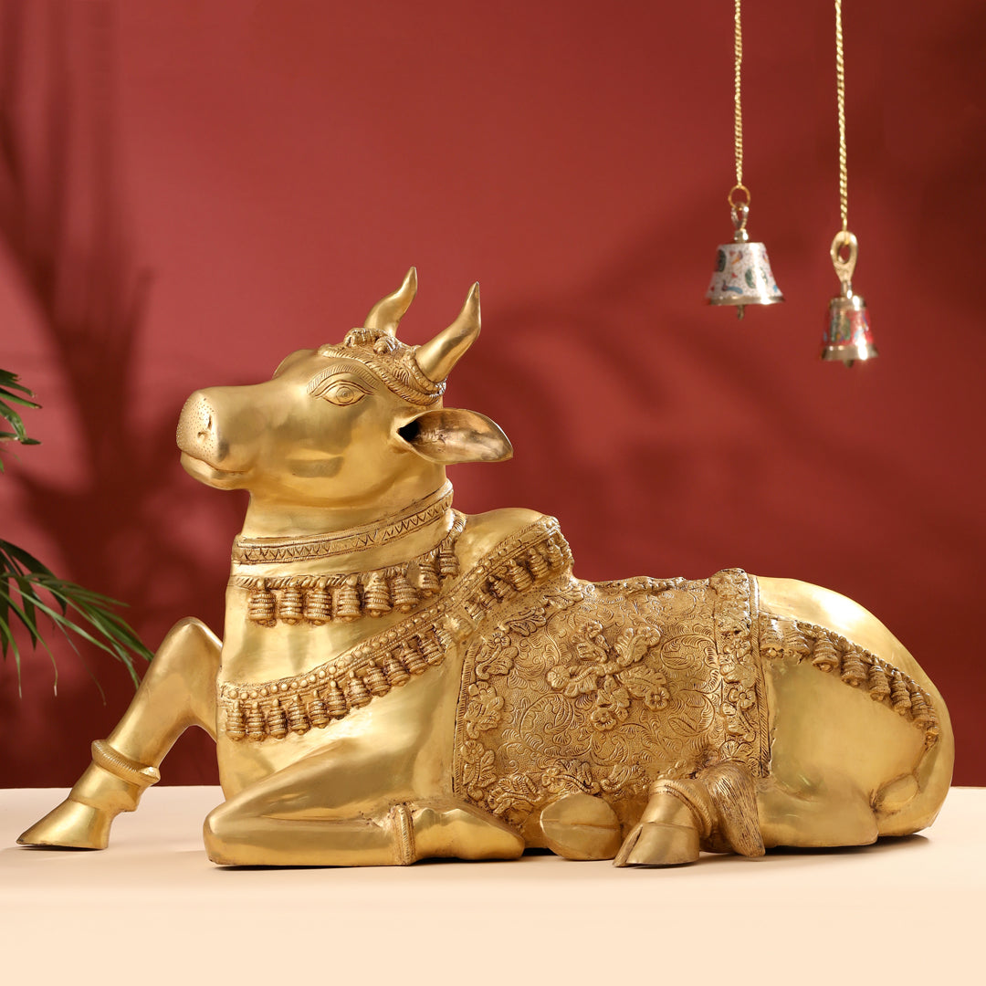 Brass Majestic Nandi Idol (20.5 Inch)
