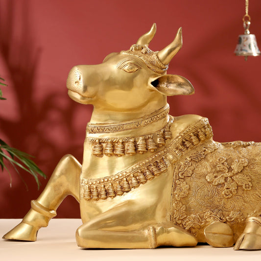 Brass Majestic Nandi Idol (20.5 Inch)