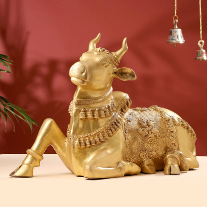 Brass Majestic Nandi Idol (20.5 Inch)