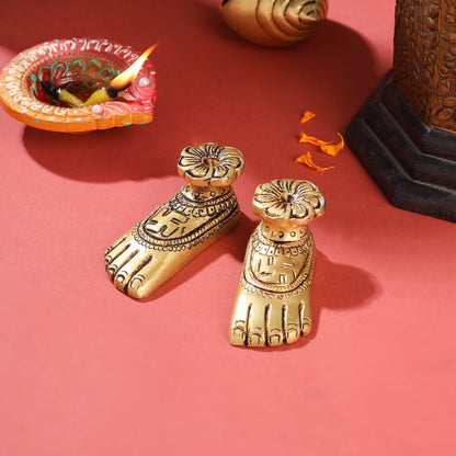 Brass Superfine Lakshmi Charan Paduka Set (1.2 Inch)