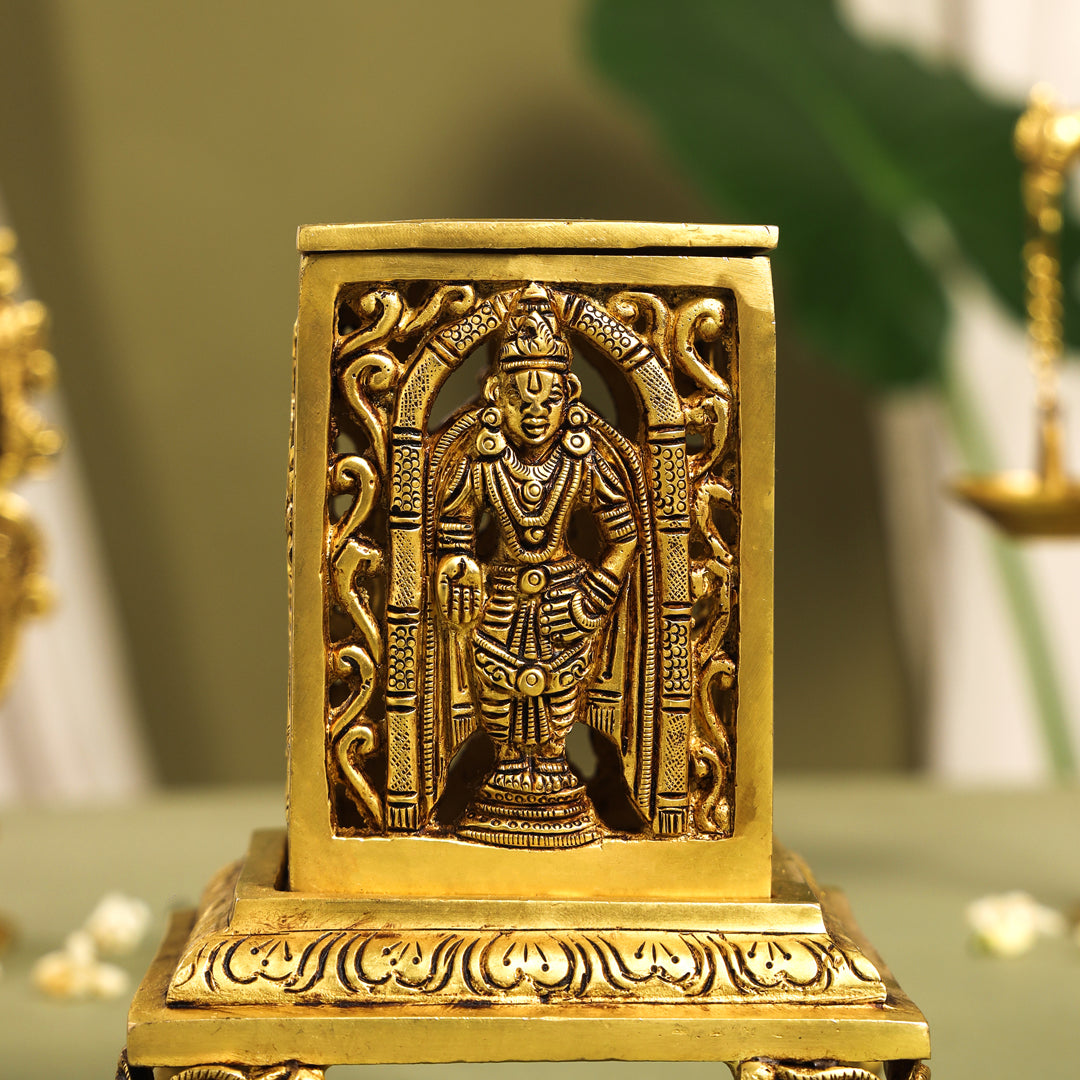 Brass Tirupati Balaji Dhoop Dani & Incense Holder (6.5 Inch)