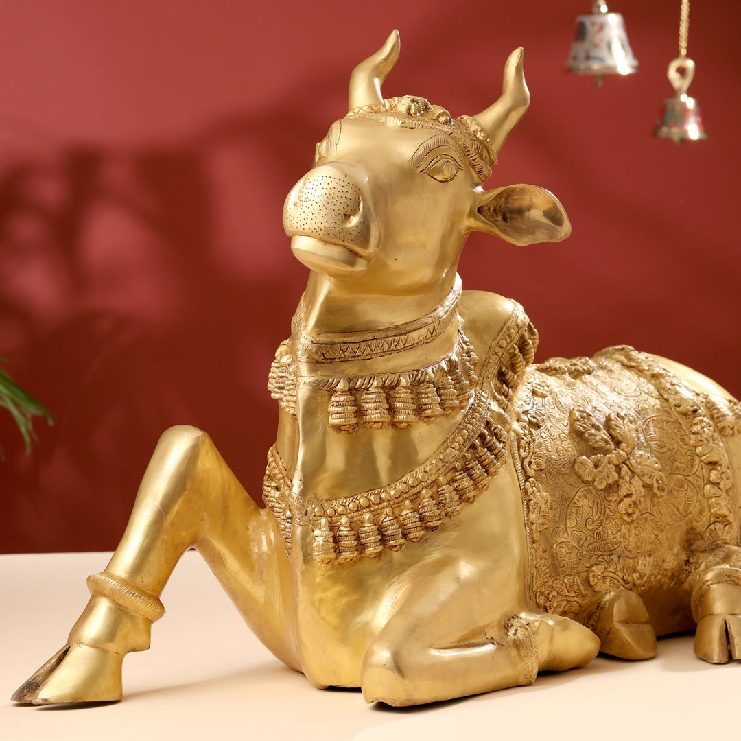 Brass Majestic Nandi Idol (20.5 Inch)