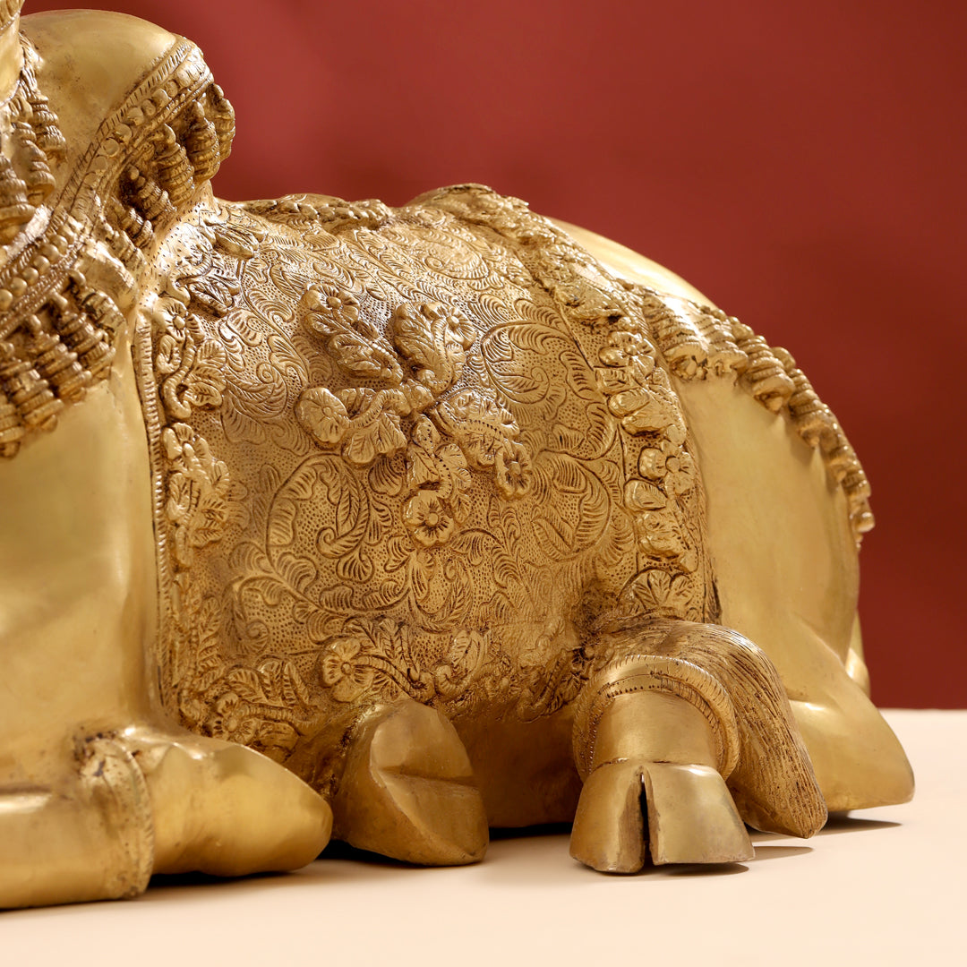 Brass Majestic Nandi Idol (20.5 Inch)