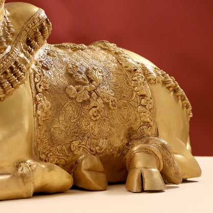 Brass Majestic Nandi Idol (20.5 Inch)