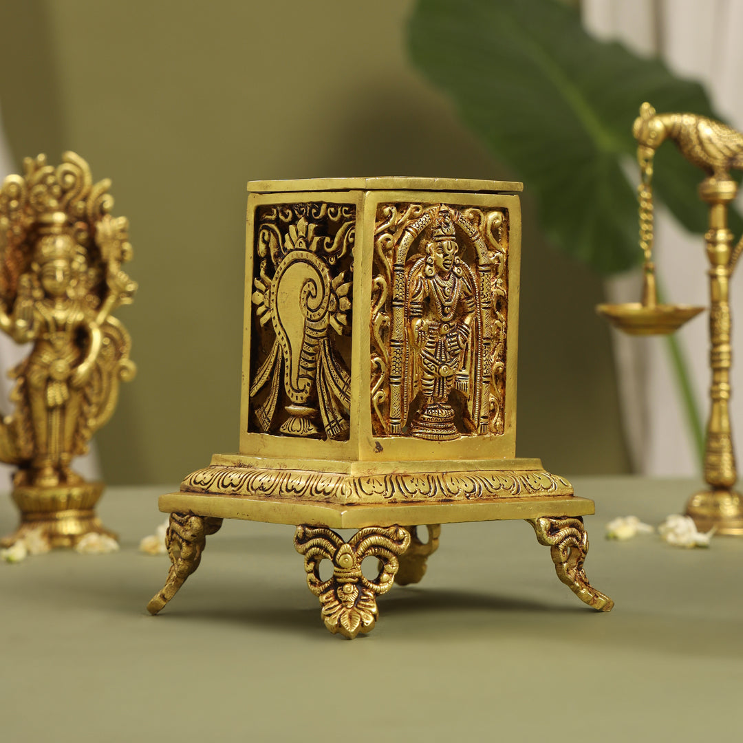Brass Tirupati Balaji Dhoop Dani & Incense Holder (6.5 Inch)