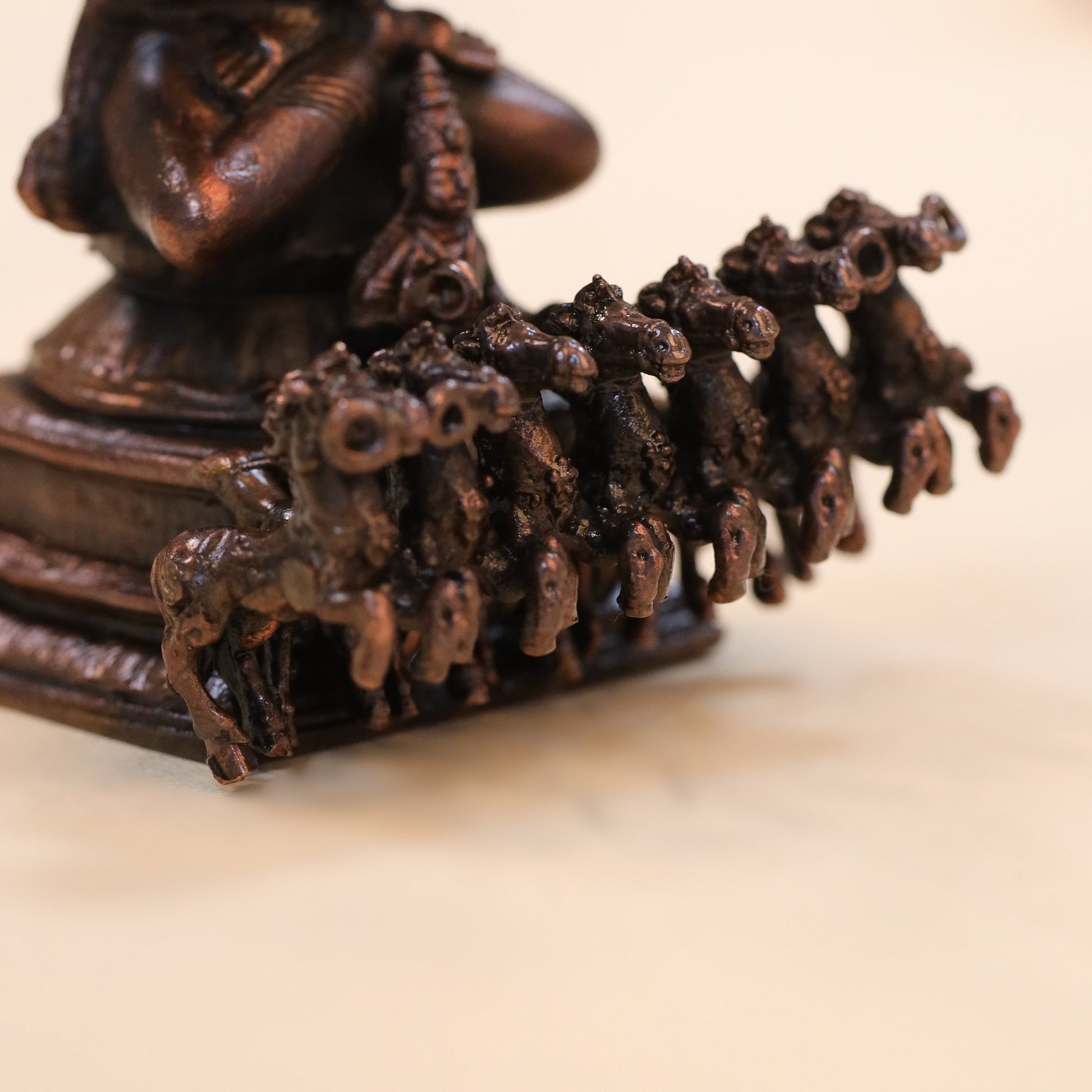 Copper Surya Rath Idol (4 Inch)