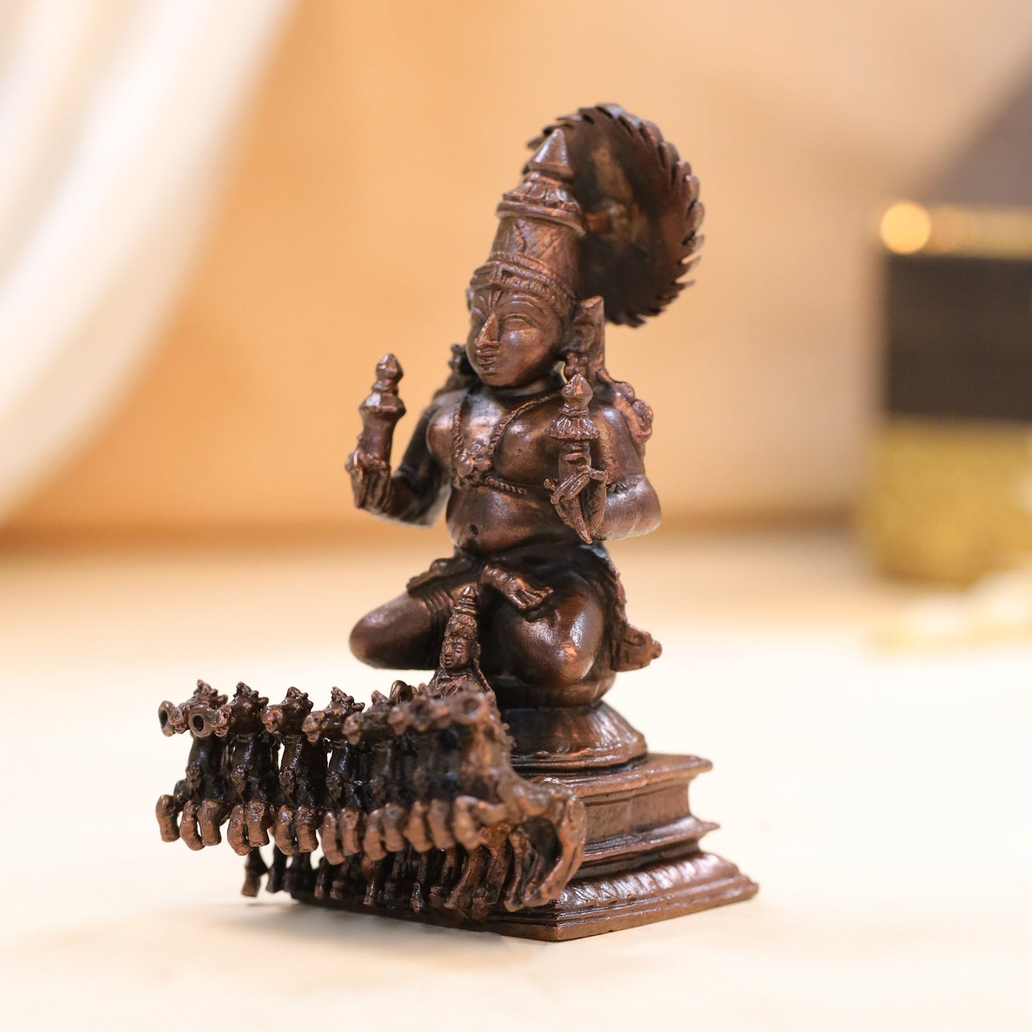 Copper Surya Rath Idol (4 Inch)