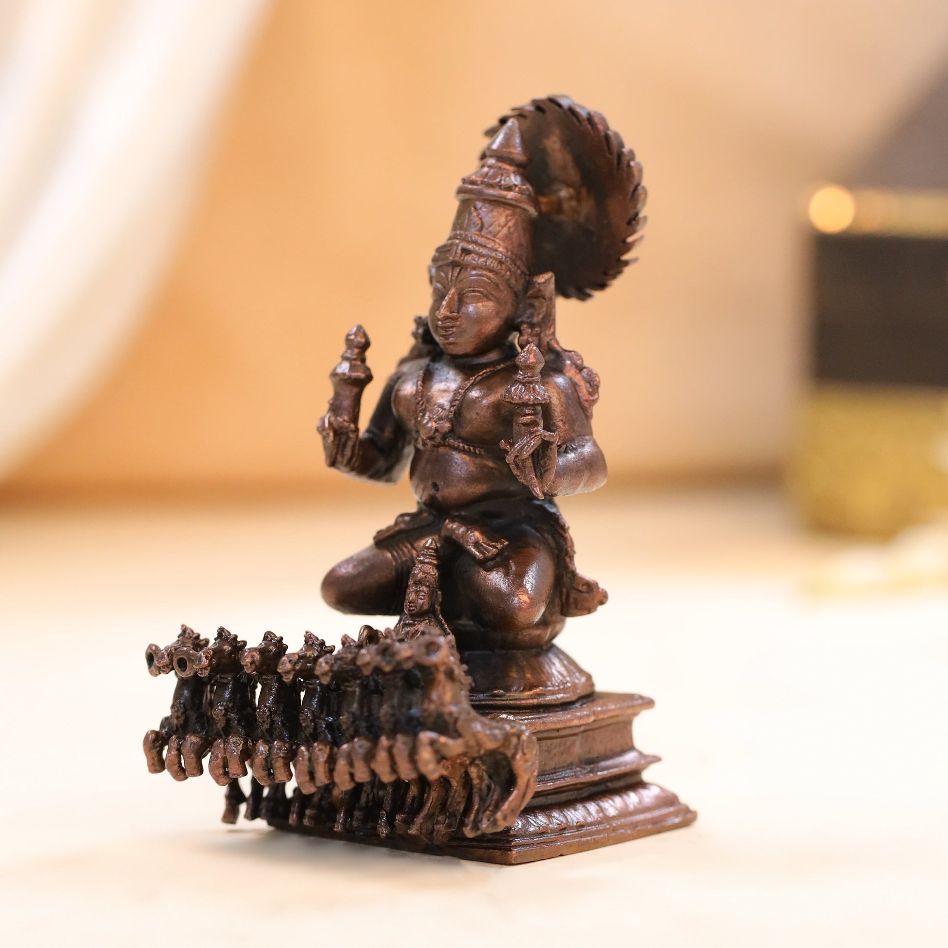 Copper Surya Rath Idol (4 Inch)