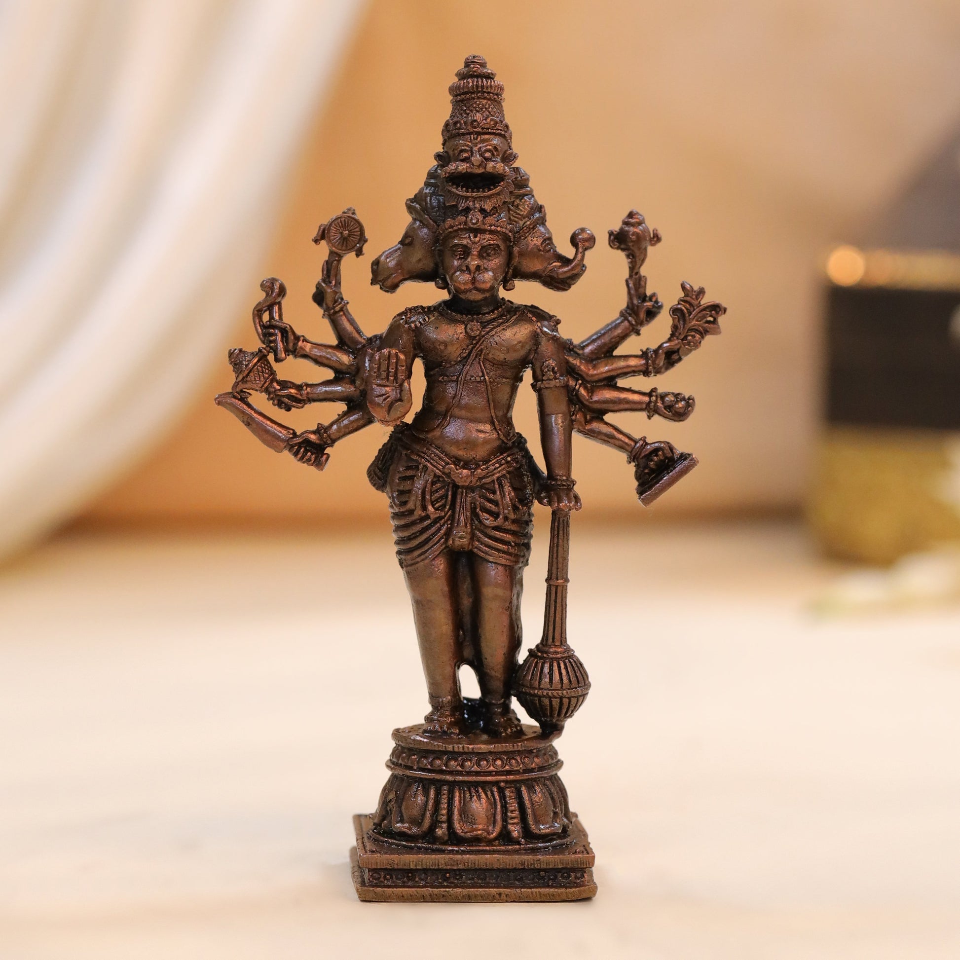 Copper Panchmukhi Hanuman Idol (4.5 Inch)
