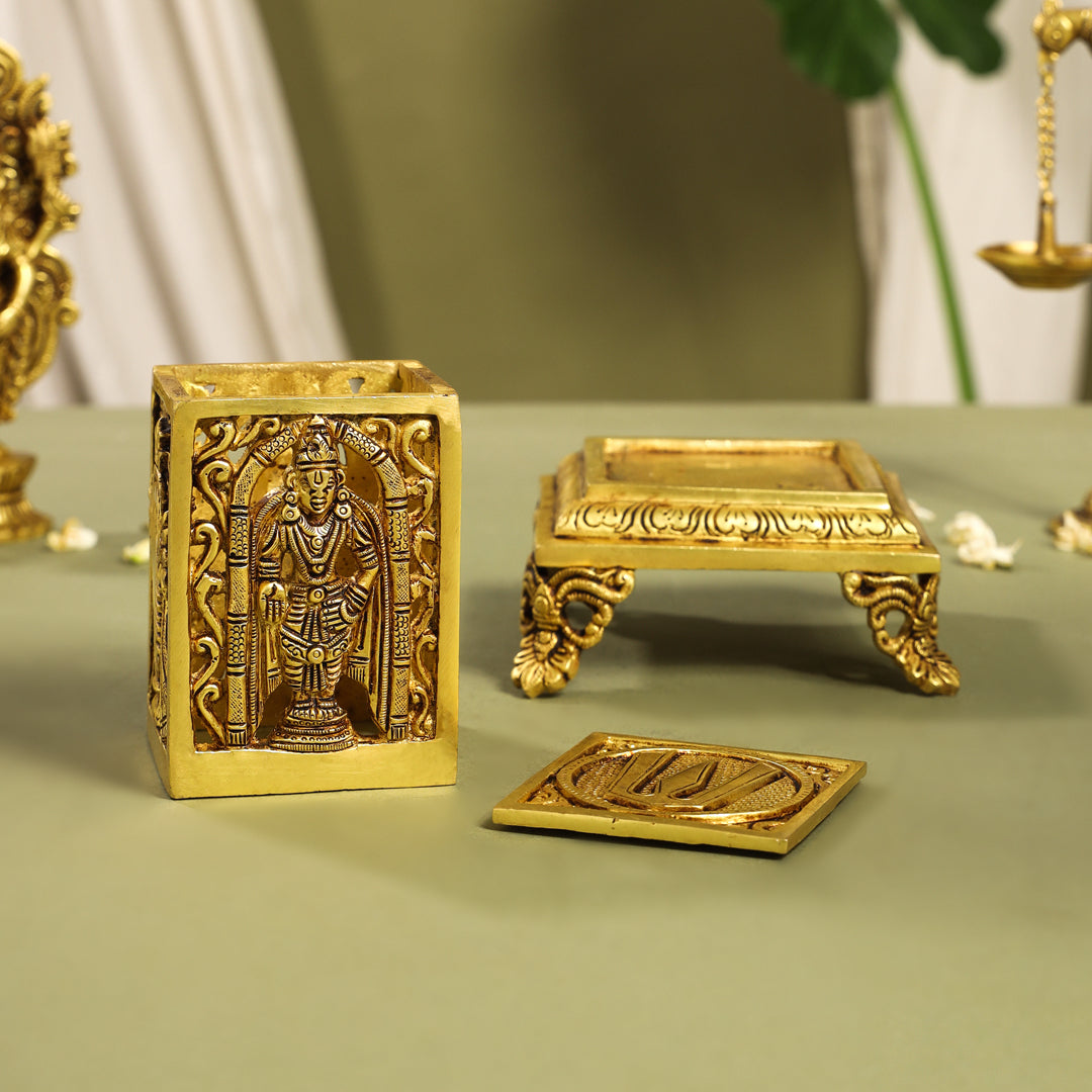Brass Tirupati Balaji Dhoop Dani & Incense Holder (6.5 Inch)