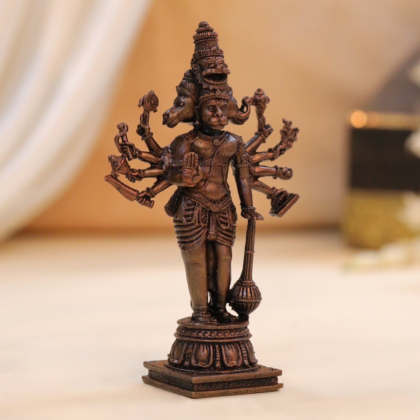 Copper Panchmukhi Hanuman Idol (4.5 Inch)
