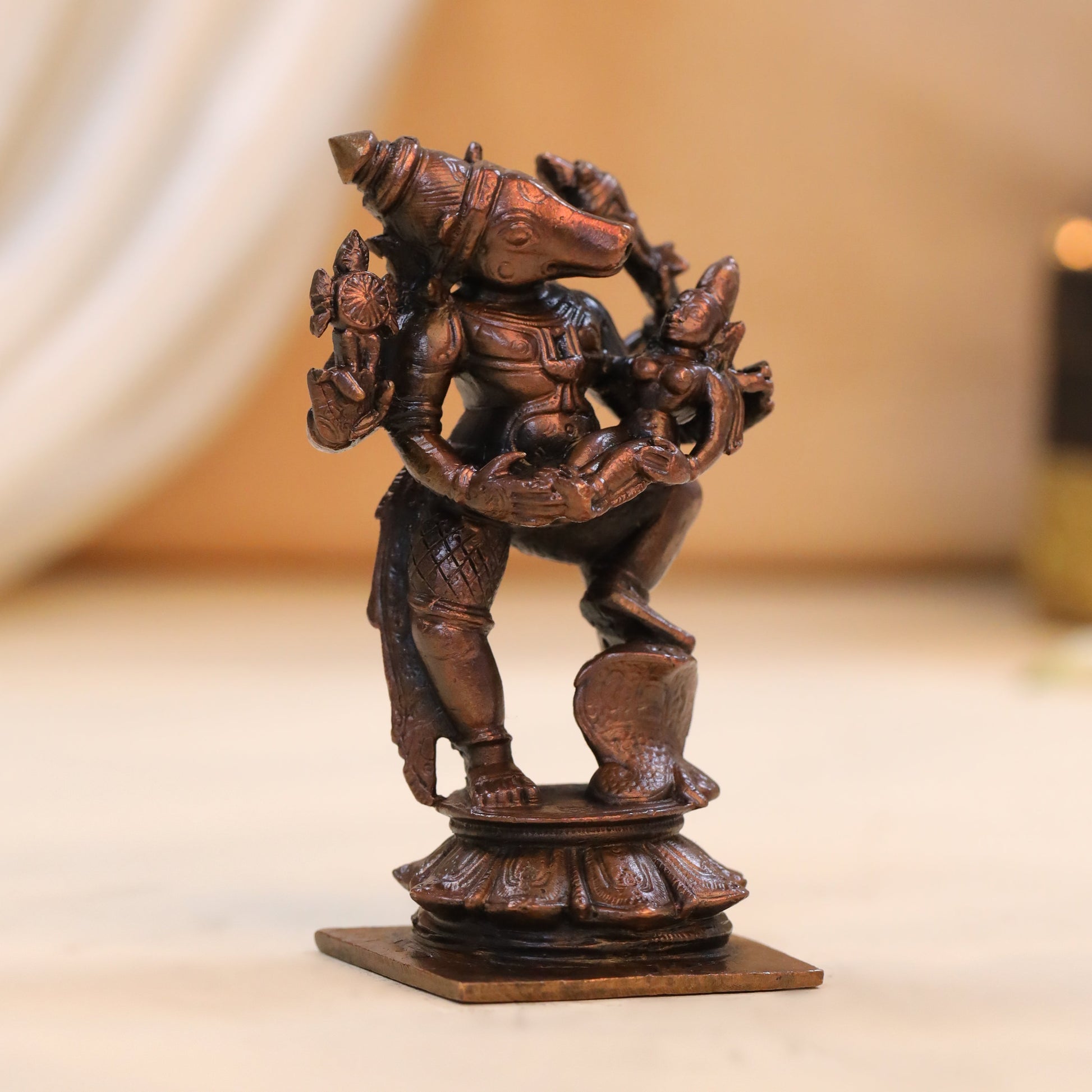 Copper Standing Varaha Lakshmi Idol (3.5 Inch)