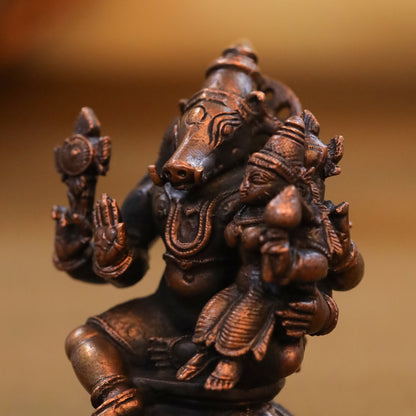 Copper Varaha Lakshmi Idol (2.5 Inch)