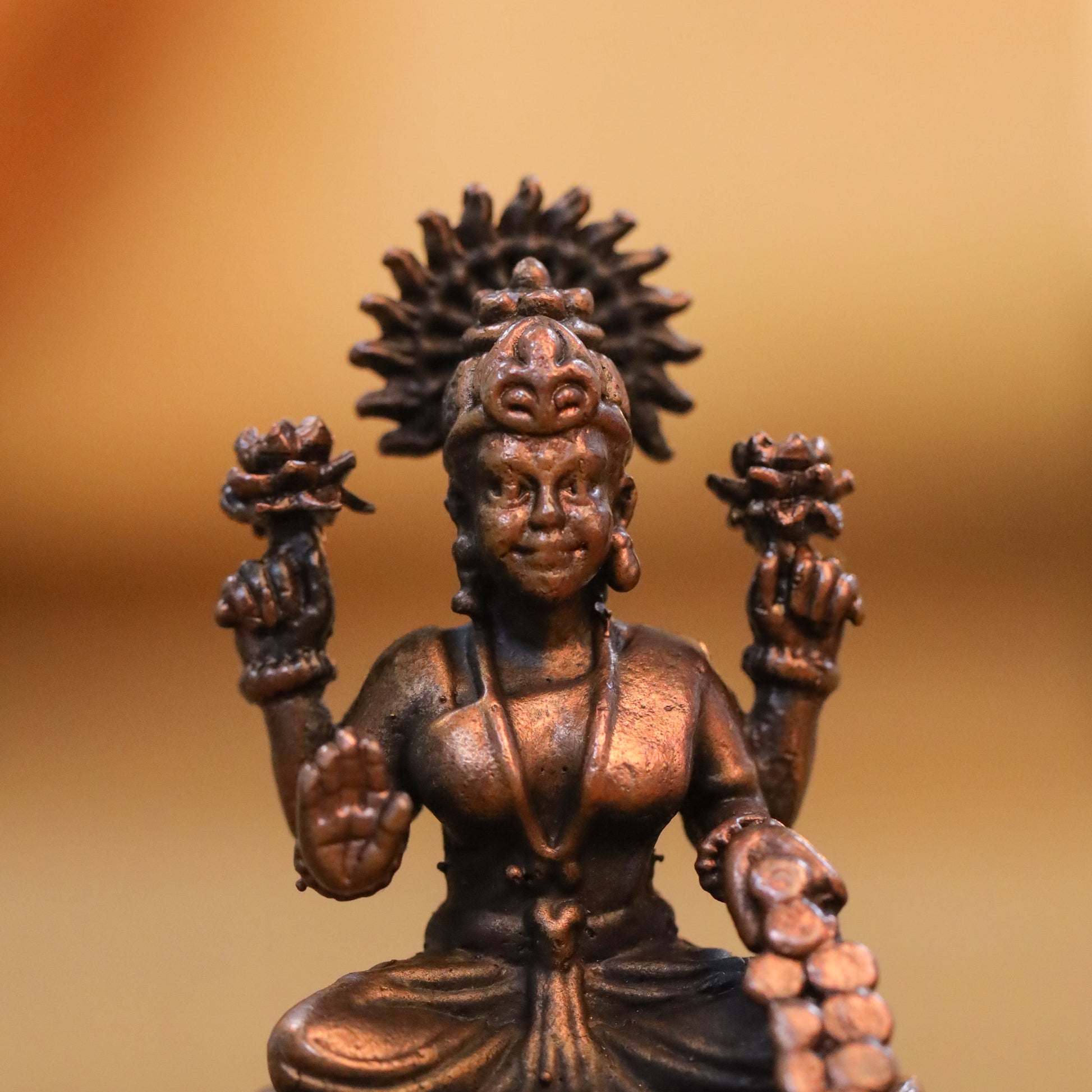 Copper Goddess Lakshmi Idol (2.2 Inch)