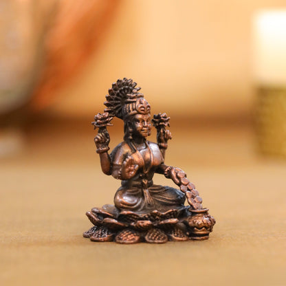 Copper Goddess Lakshmi Idol (2.2 Inch)