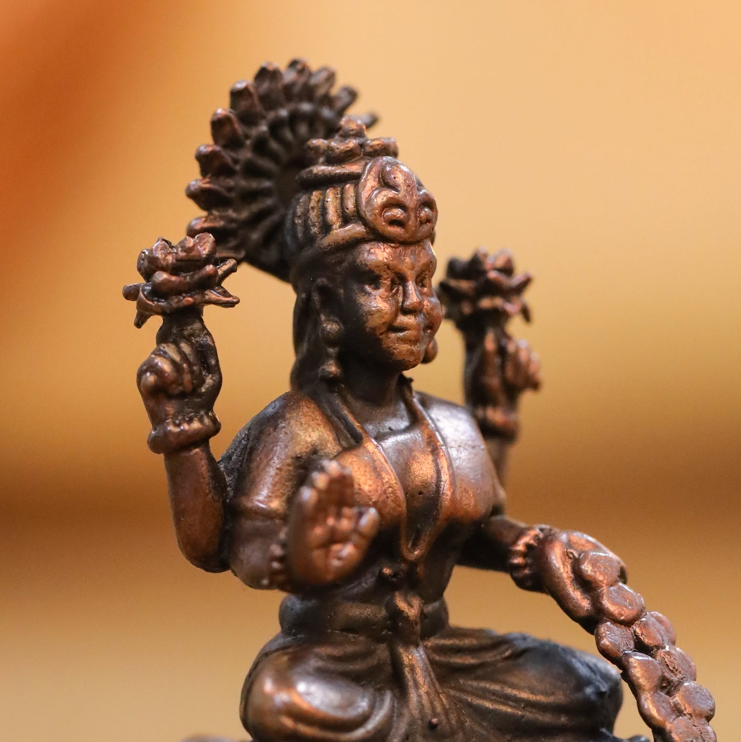 Copper Goddess Lakshmi Idol (2.2 Inch)