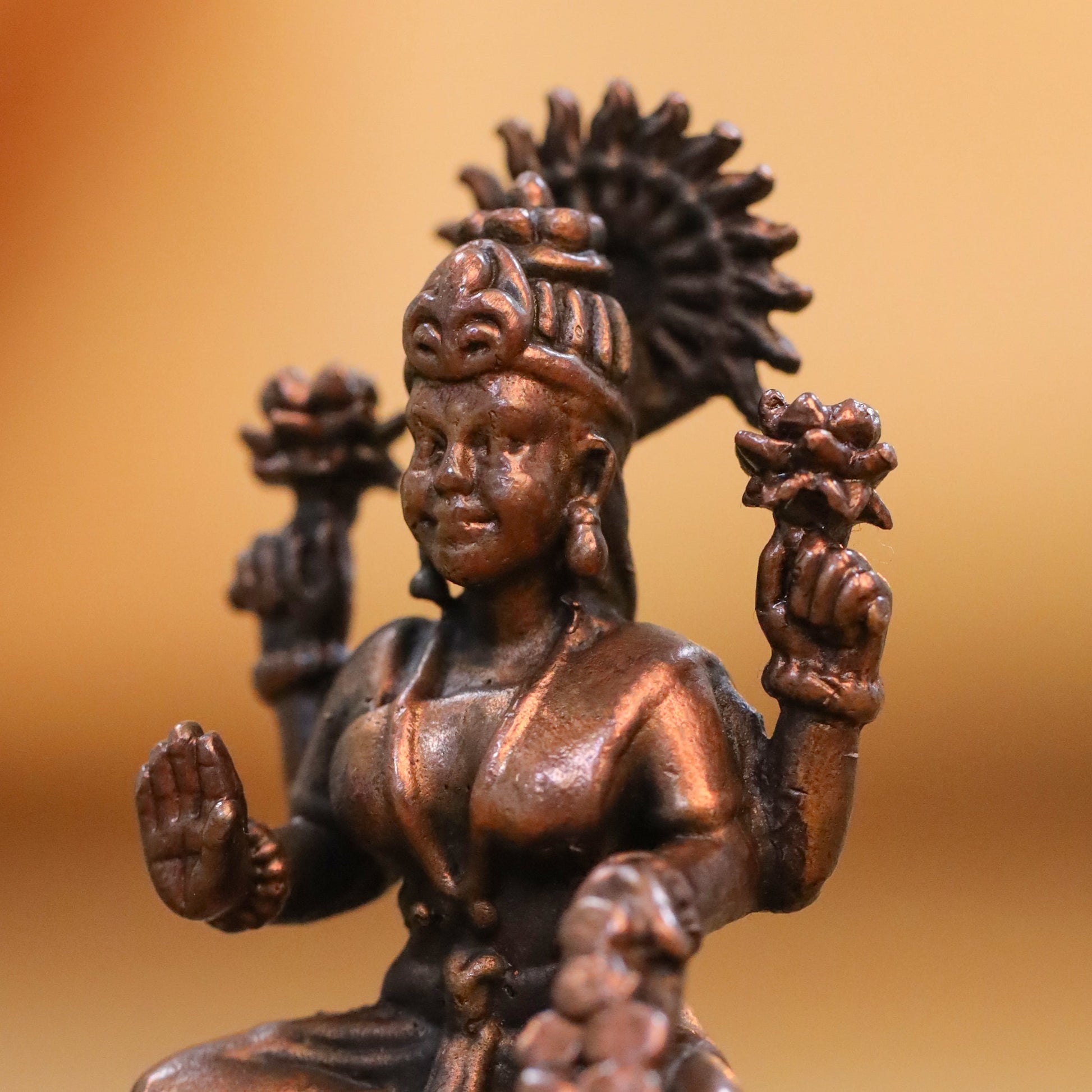 Copper Goddess Lakshmi Idol (2.2 Inch)