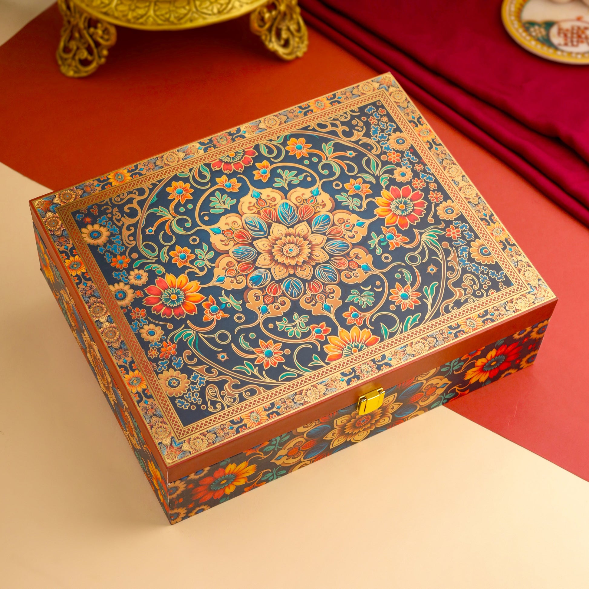 Premium Brass Chowki & Ganesh Conch House Warming Gift Hamper