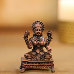Copper Ganesha And Lakshmi Idols Set (2.5 Inch)