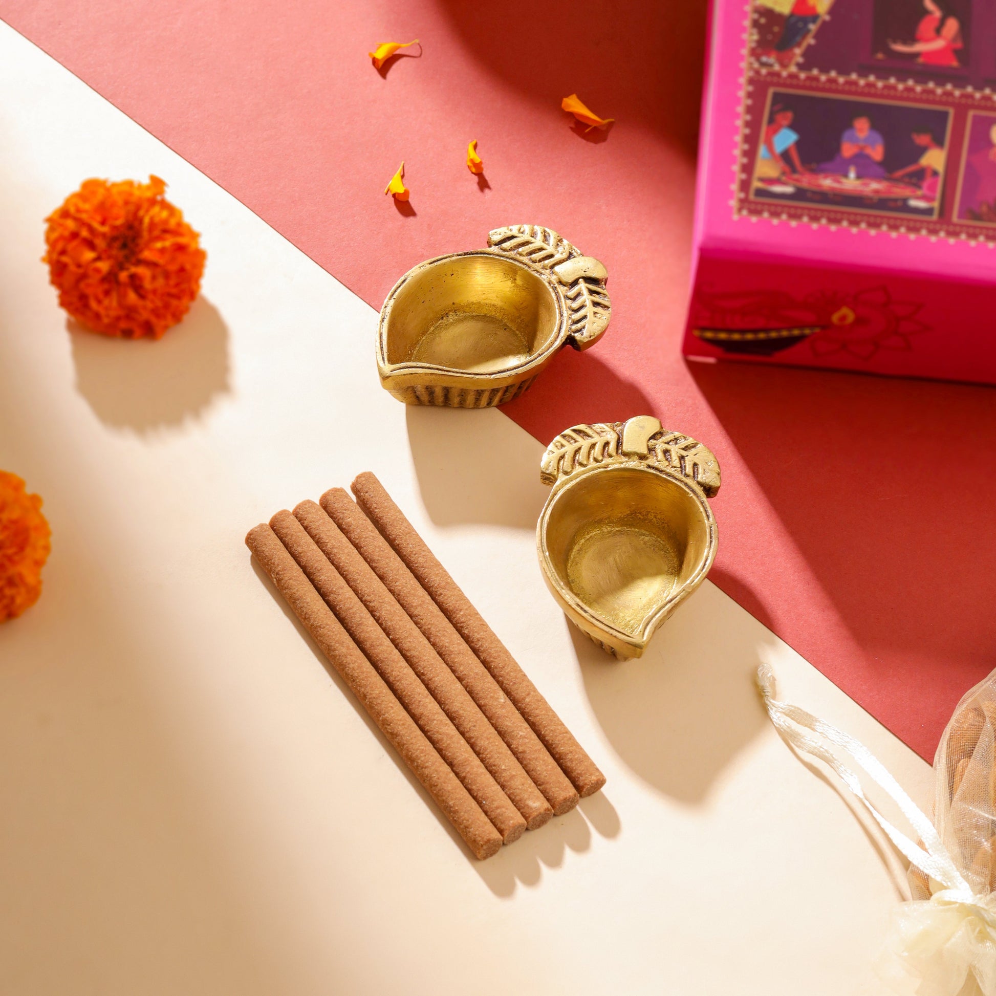 Brass Diya Pair Festive Gift Hamper