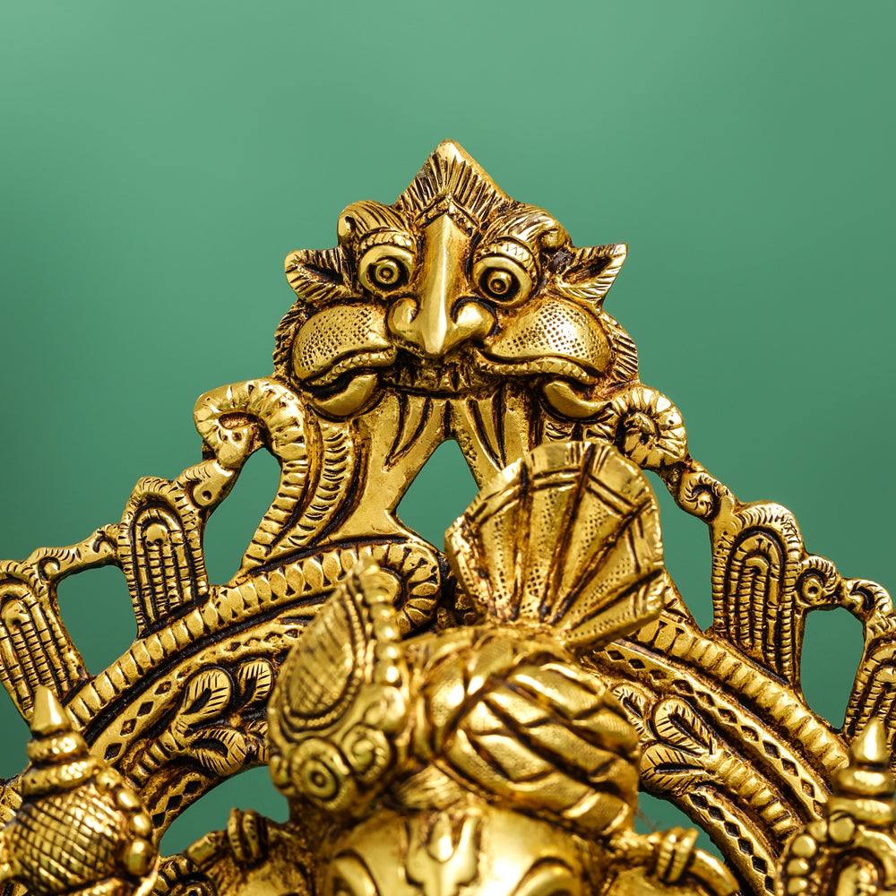 Brass Frame Pagdi Ganesha Idol (12 Inch)