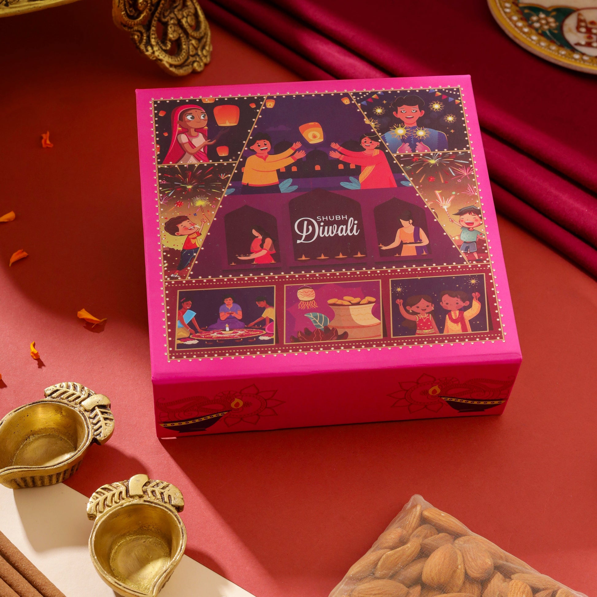 Brass Diya Pair Festive Gift Hamper