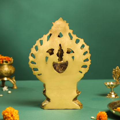 Brass Frame Pagdi Ganesha Idol (12 Inch)