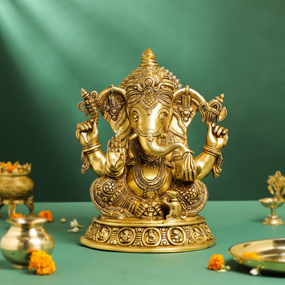 Brass Ashtavinayak Ganesha And Lakshmi Set