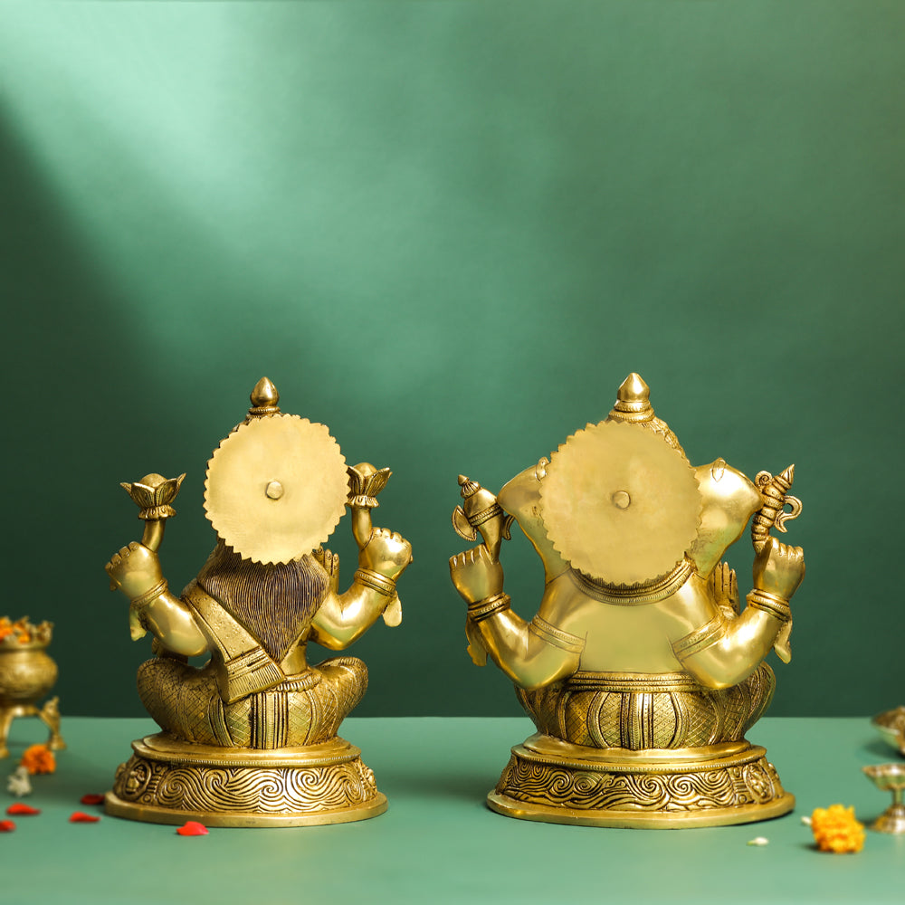 Brass Ashtavinayak Ganesha And Lakshmi Set