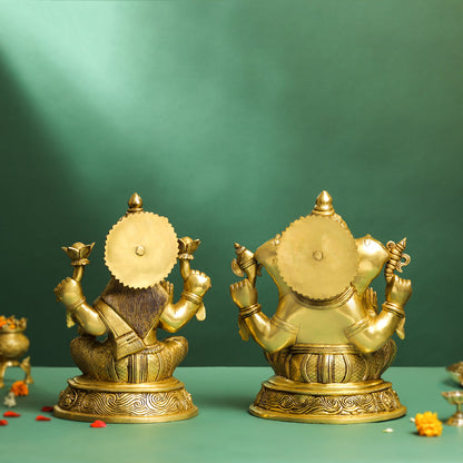 Brass Ashtavinayak Ganesha And Lakshmi Set
