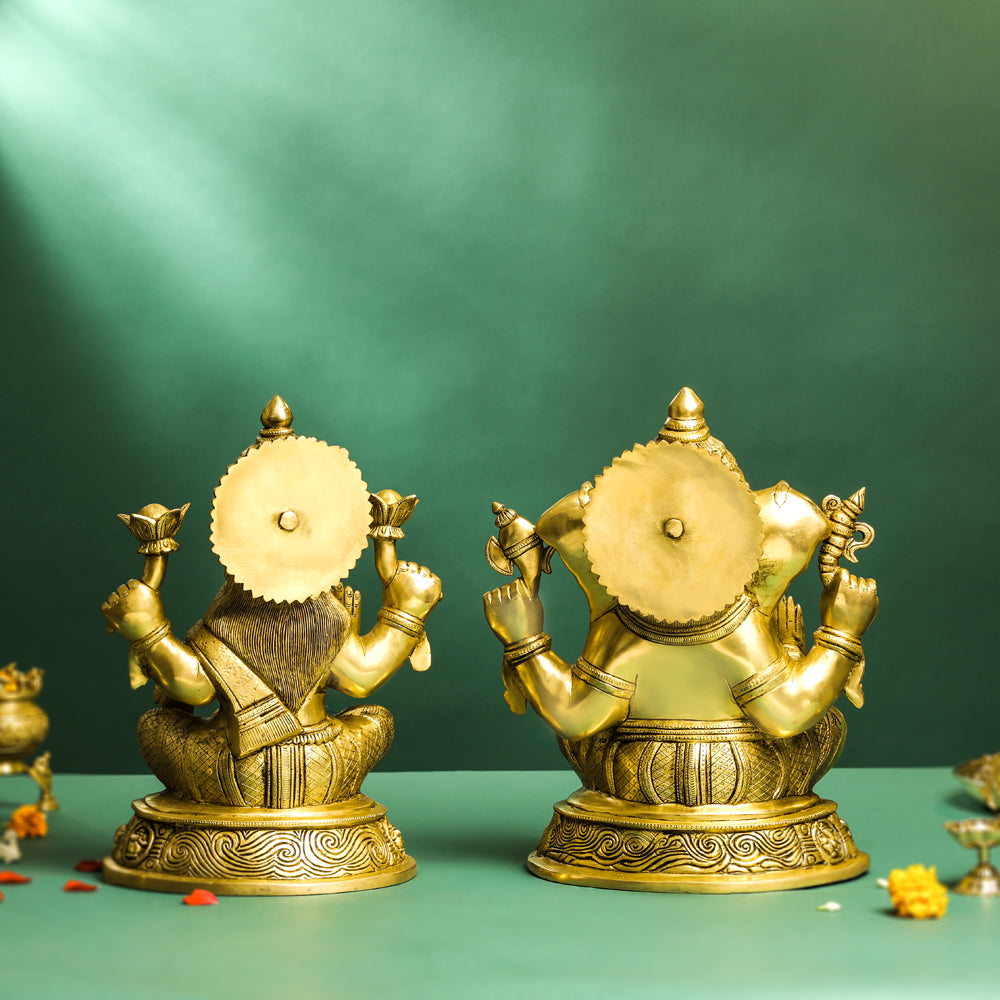 Brass Ashtavinayak Ganesha And Lakshmi Set
