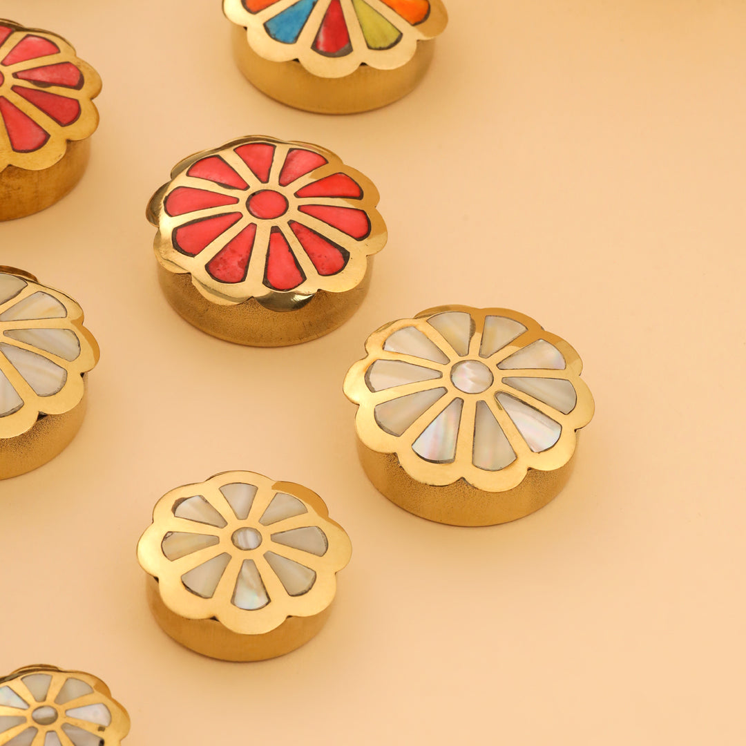 Brass Shell Flower Jewellery Box Pair (3 in 1)