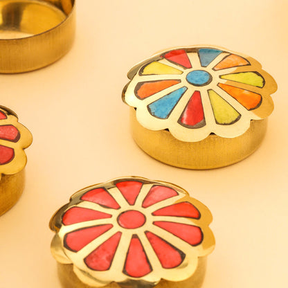 Brass Shell Flower Jewellery Box Pair (3 in 1)