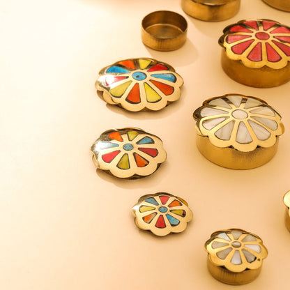 Brass Shell Flower Jewellery Box Pair (3 in 1)