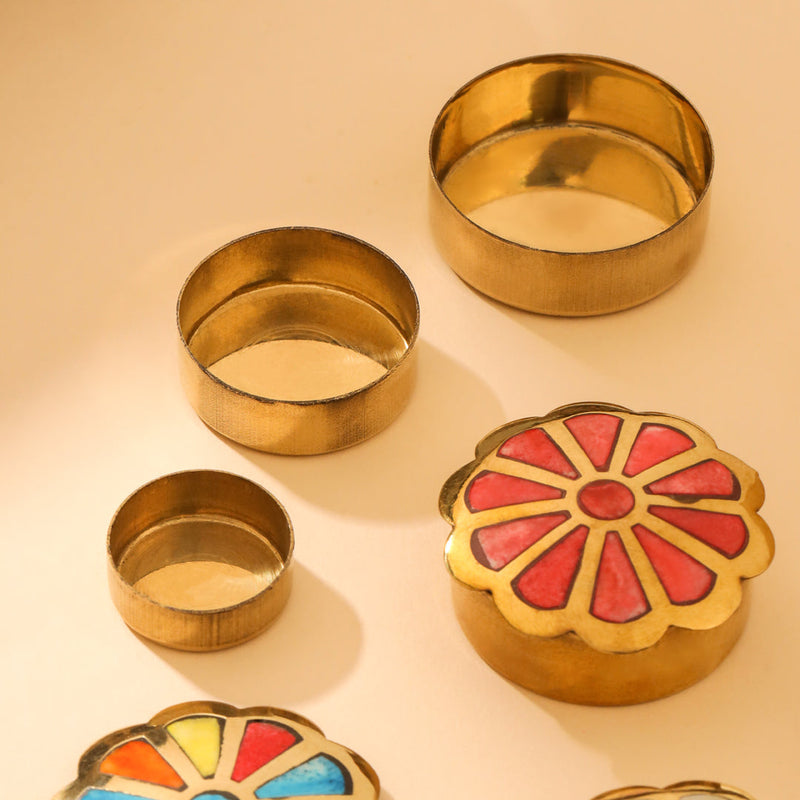 Brass Shell Flower Jewellery Box Pair (3 in 1)