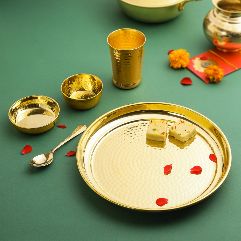 Brass Hammered Thali , Bowl , Glass or Set