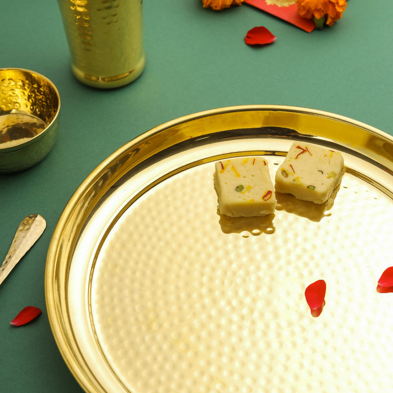 Brass Hammered Thali , Bowl , Glass or Set
