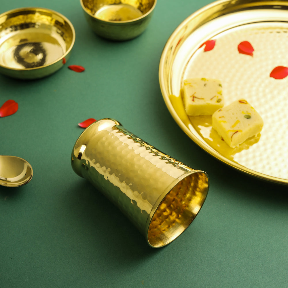 Brass Hammered Thali , Bowl , Glass or Set