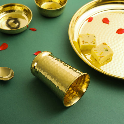 Brass Hammered Thali , Bowl , Glass or Set
