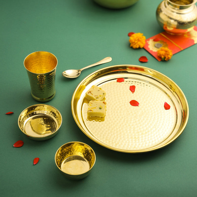 Brass Hammered Thali , Bowl , Glass or Set