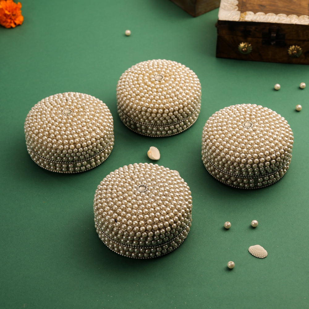 Pearl kumkum Box Set Of Four (2 Inch)