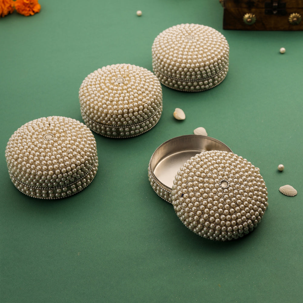 Pearl kumkum Box Set Of Four (2 Inch)